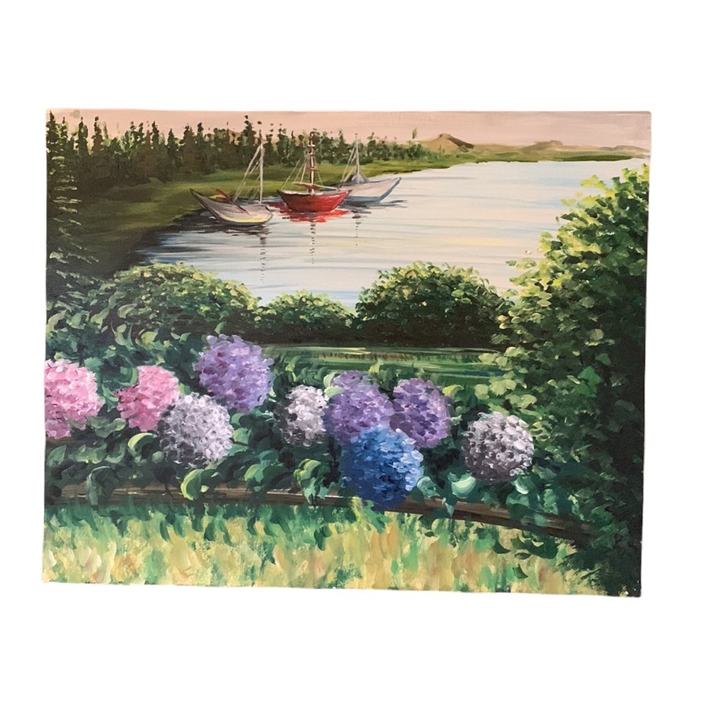 SALE!! Hydrangea lake painting